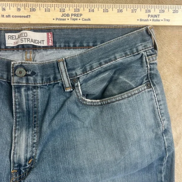 Levis 559 Mens Relaxed Straight Fit Jeans 36x30 Medium Wash Blue Cotton Denim - Picture 3 of 9